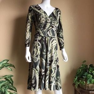 Ann Taylor green floral print dress